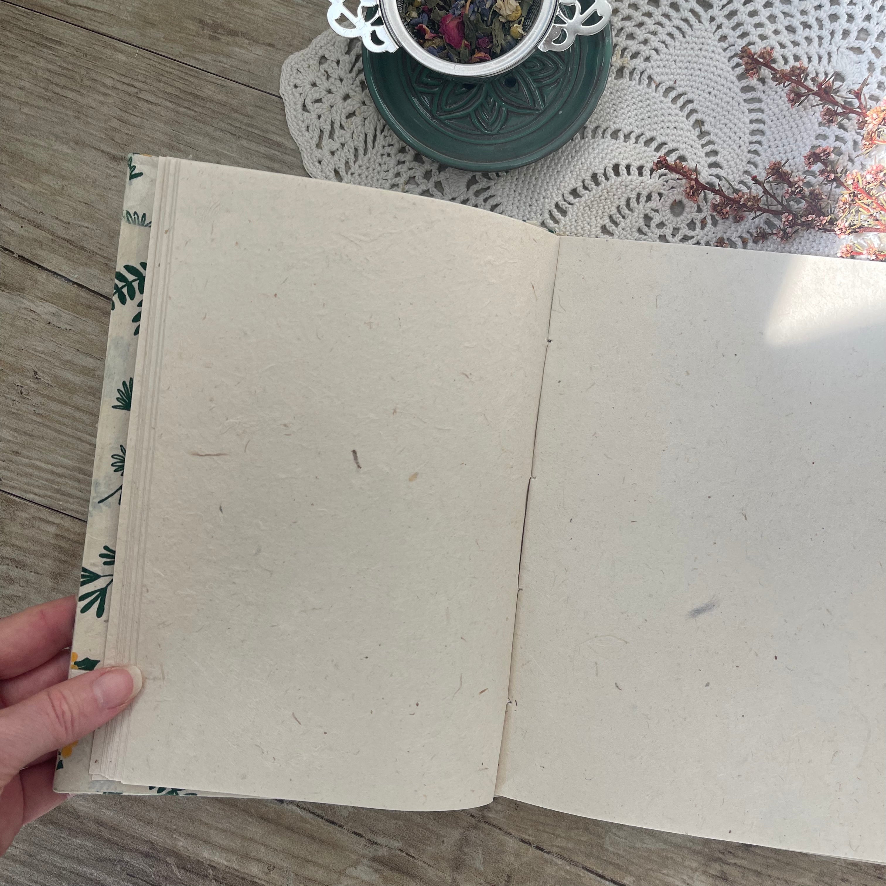 Handmade Journal | Emerald Green + Beige-Books + Journals-Mäesi Apothecary