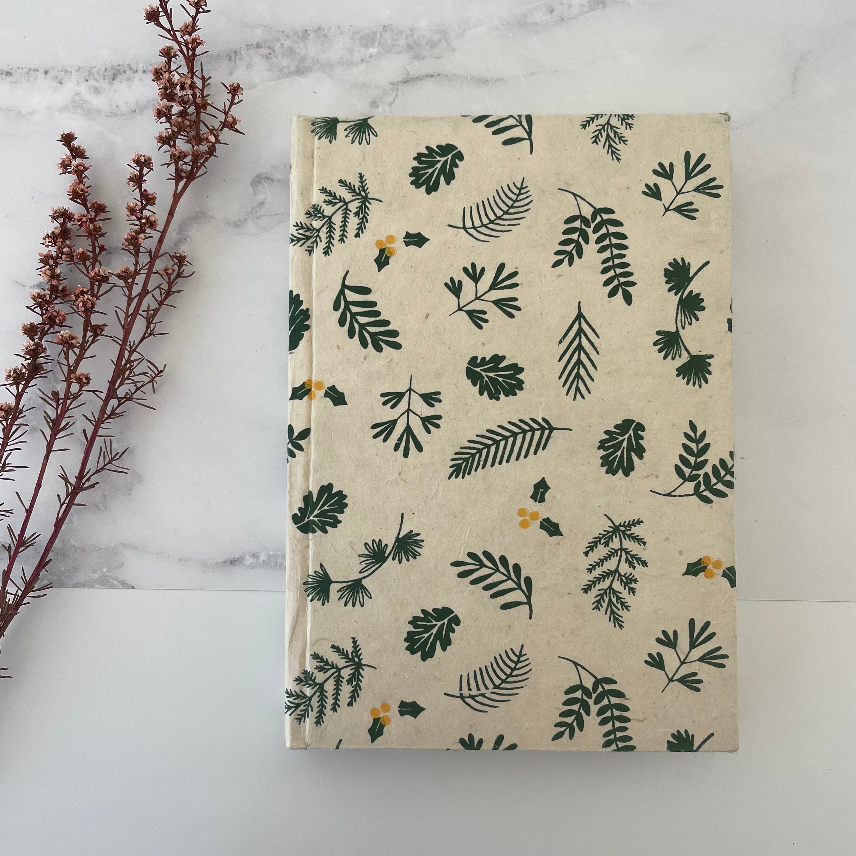 Handmade Journal | Emerald Green + Beige-Books + Journals-Mäesi Apothecary